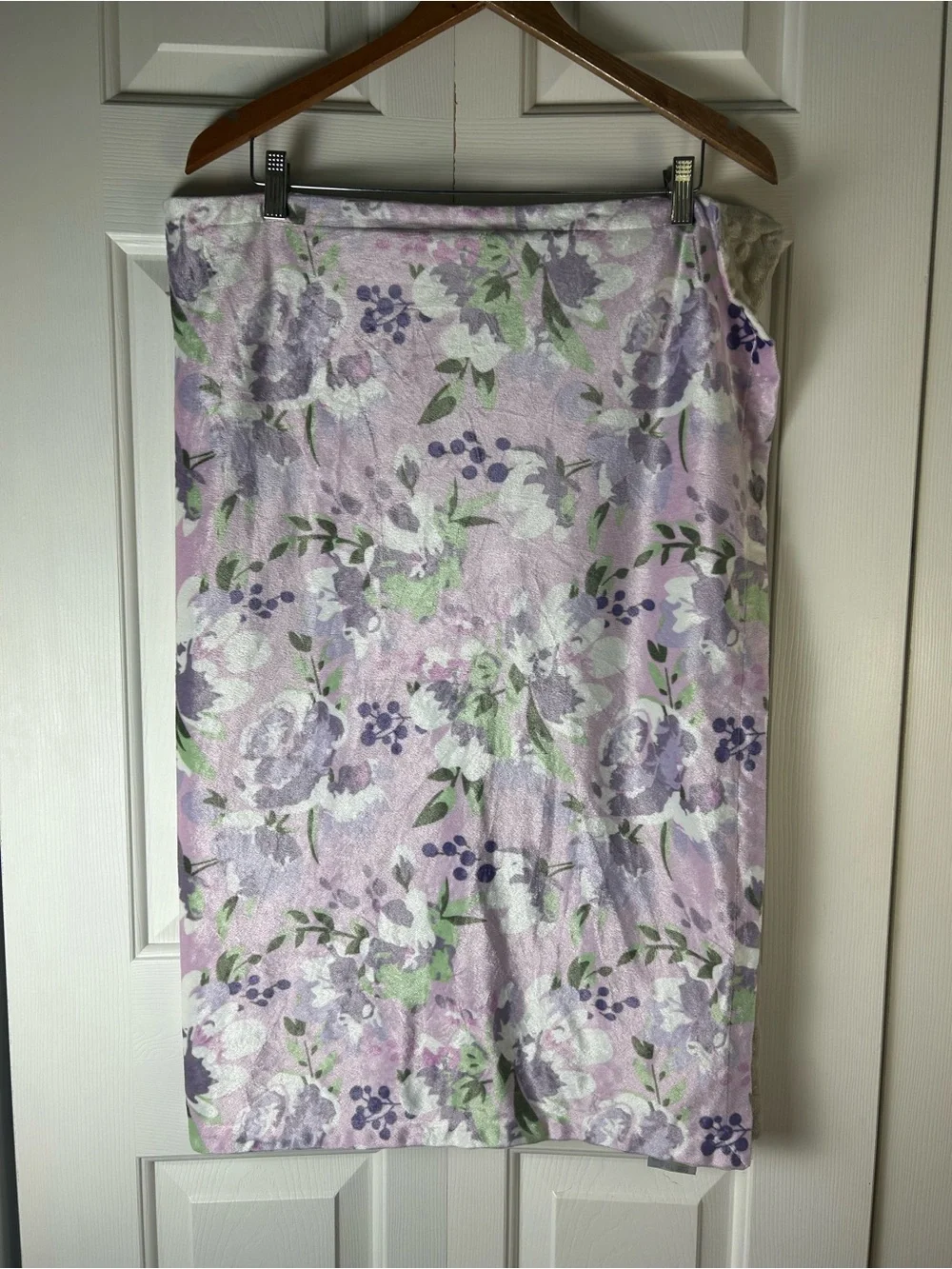 Crevent Purple Floral Baby Blanket Minky Dot Flowers Cream White Green Lovey